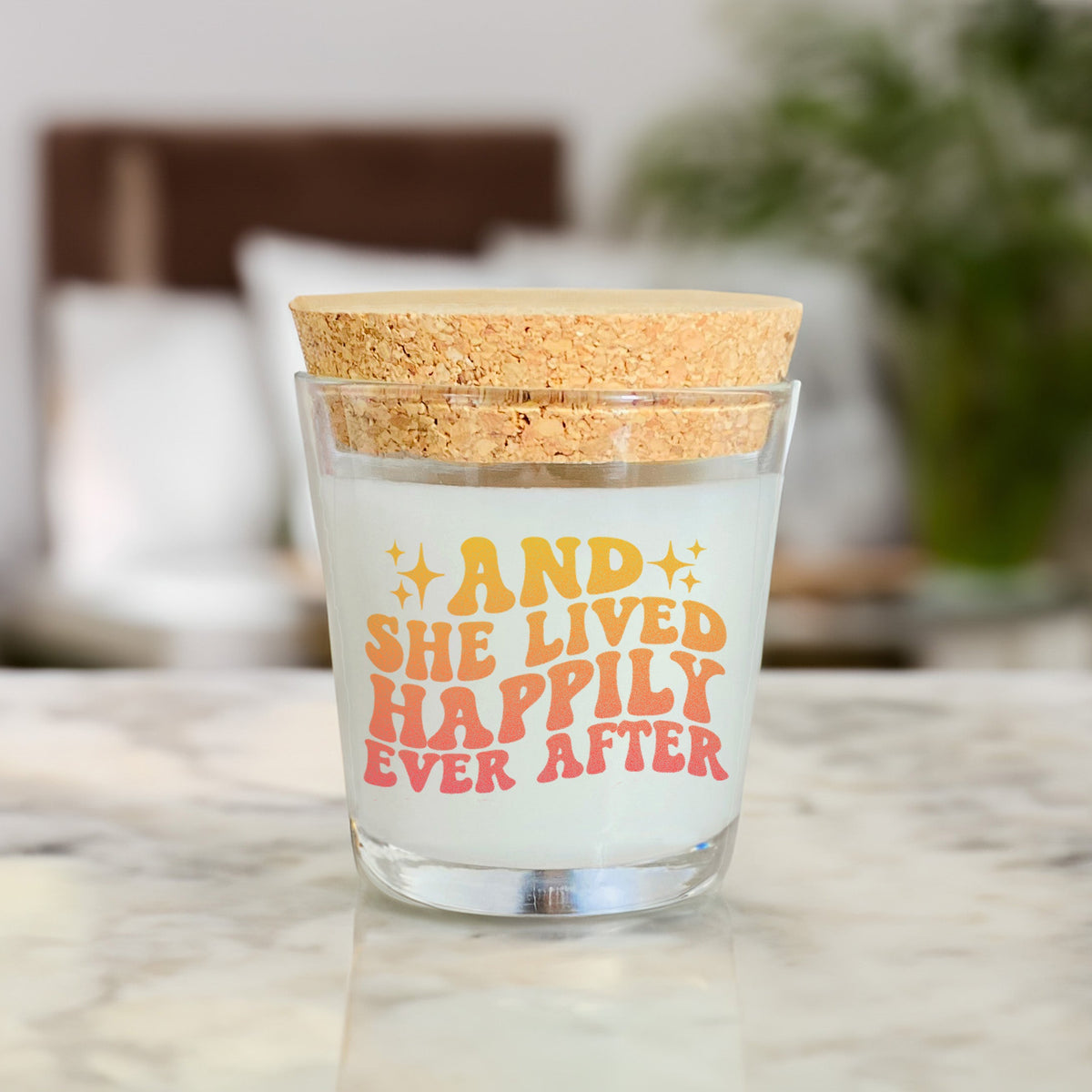 And She Lived Happily Ever After Coconut Wax Candle with Cork Lid