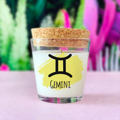 Gemini Coconut Wax Zodiac Scented Candle with Cork Lid